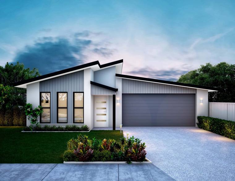 Contemporary rendered Australian family home with a double garage